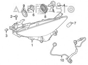 Фара передняя левая Mazda 3 14-18 голая BM дорест галоген