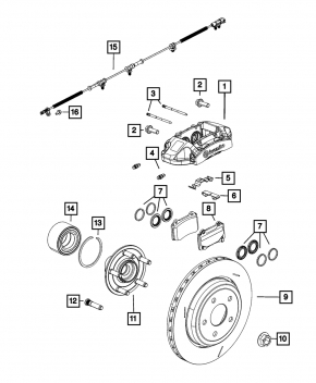 Суппорт в сборе задний левый Jeep Grand Cherokee WK2 18-22 brembo, под рекуперацию