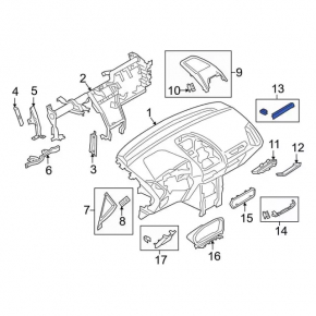 Накладка передней панели под монитор Ford Ecosport 18-19 оранжевая