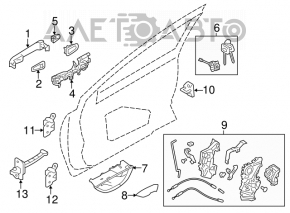 Замок двери передней правой Subaru Impreza 17-19 GK keyless