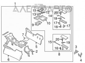 Подлокотник Mazda CX-9 16-23 кожа, черный, с подстаканниками