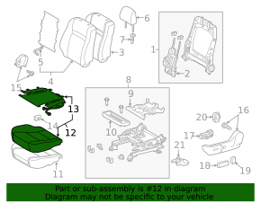 Водительское сидение Toyota Camry v50 12-12 usa без airbag, механическое, ткань бежевое