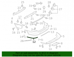 Молдинг заднего бампера правый VW CC 09-12