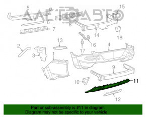 Накладка заднего бампера нижняя Jeep Cherokee KL 14-18 под 1 трубу, структура, Trailhawk