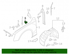 Кронштейн крыла центральный правый Audi A4 B8 09-16 малый
