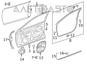 Дверь голая передняя левая Lexus ES 19-26