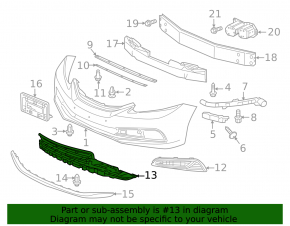 Нижняя решетка переднего бампера Honda Civic 11-15 2013-15