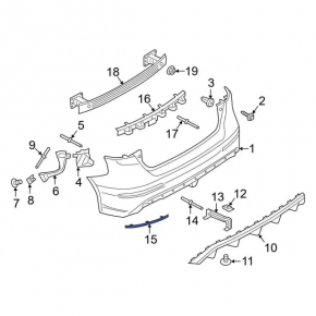 Отражатель заднего бампера правый Ford Focus mk3 16-18 RS, 5d