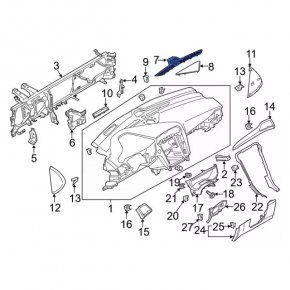 Накладка торпеды верхняя центральная Ford Fusion mk5 17-20 черная