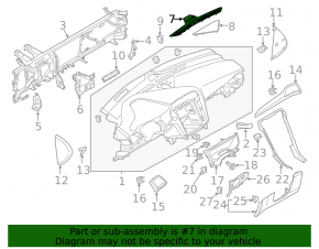 Накладка торпеды верхняя центральная Ford Fusion mk5 17-20 черная