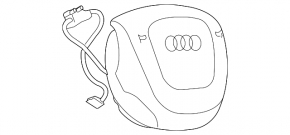 Подушка безопасности airbag в руль водительская Audi Q7 4L 10-15 бежевая, тычки на хроме