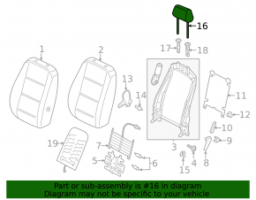 Подголовник передний левый VW Passat b7 12-13 USA кожа, черный тип 2