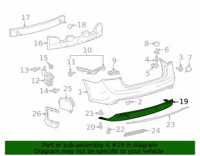 Губа заднего бампера Toyota Avalon 13-18 3.5 под 2 трубы