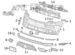 Губа переднього бампера під молдінги Jeep Grand Cherokee WK2 17-21