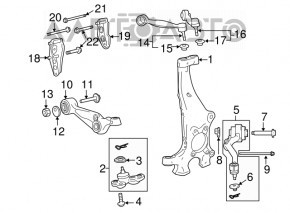 Рычаг верхний передний правый передний Lexus LS460 07-17 rwd
