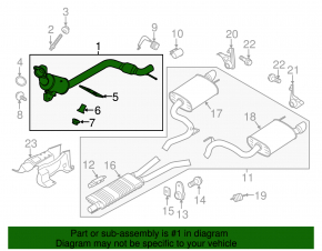 Приемная труба с катализатором Ford Mustang mk6 18-23 2.3T, с кронштейном, порвана сетка
