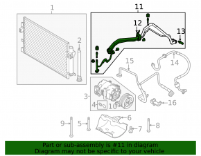 Трубка кондиционера печка-конденсер Ford Focus mk3 11-18 2.0 короткая