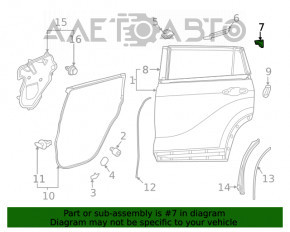 Накладка уплотнителя задней левой двери Toyota Highlander 20-26