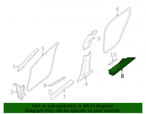 Накладка порога внутренняя задняя левая Nissan Pathfinder 13-16 бежевая, царапины