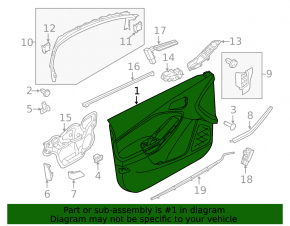 Обшивка двери карточка передняя правая Ford Focus mk3 11-18 черн Titanium