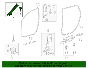 Накладка передней стойки верхняя левая Toyota Highlander 20-26 серая под пищалку JBL