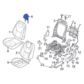Подголовник передний левый Ford Edge 15-24 ткань бежевая, узкий верх, под чистку