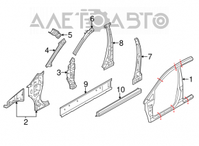 Стойка кузова центральная правая Nissan Versa 12-17 отпилена