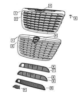 Решетка радиатора grill Chrysler 300 11-14 дорест под птф