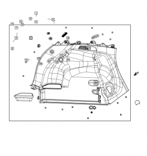 Обшивка арки нижняя левая Jeep Compass 17-26 черная, тип 1