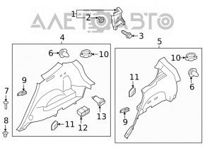 Накладка задней стойки левая Hyundai Santa FE 19-23 черная царапины