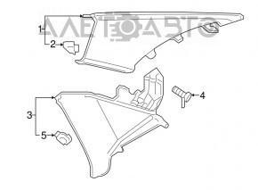 Накладка задней стойки левая Audi A4 B9 17-17 серая, под химчистку