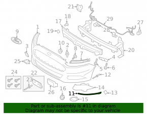 Губа переднего бампера правая Ford Fusion mk5 13-16