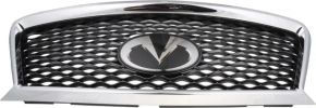 Грати радіатора grill у зборі Infiniti QX50 19-25 з емблемою під радар, без камери