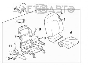 Пассажирское сидение Nissan Versa 12-15 без airbag, ткань черн