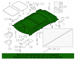 Обшивка потолка Mini Cooper Countryman R60 10-16 под люк сер