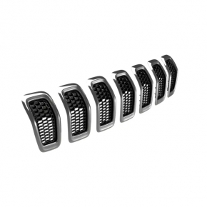 Решетка радиатора grill Jeep Cherokee KL 14-18 дорест хром комплект 7шт