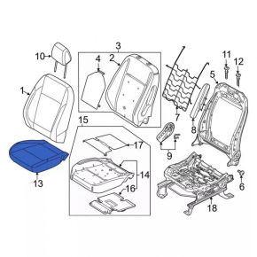 Пассажирское сидение Ford C-max MK2 13-14 без airbag, механич, кожа черн