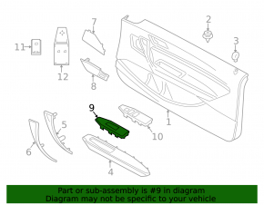 Накладка управления стеклоподъемником передним правым BMW 4 F32/33-20 14-20 кабрио, Coupe, черная, сломано крепление