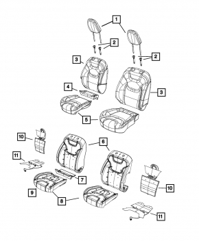 Водительское сидение Jeep Cherokee KL 14-18 без airbag, электро, кожа черная