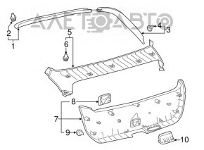 Обшивка двери багажника центральная Toyota Prius 50 16-22 черная под дворник, потерта