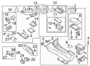 Консоль центральная подлокотник и подстаканники Mazda3 MPS 09-13