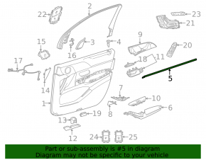 Уплотнитель стекла внутренний двери передней правой Mercedes W167 GLE 350 450 20-26