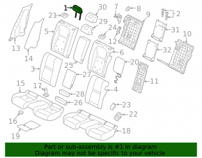 Подголовник 2 ряда правый Land Rover Range Rover Velar 18-23 кожа черная, белая строчка