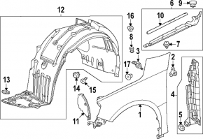 Крепление переднего бампера правое крыло верхнее Honda Accord 23-26