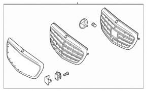 Решетка радиатора в сборе grill Mercedes W213 E 300/350/400/450 17-20 под радар и камеру, Luxury