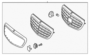 Решетка радиатора в сборе grill Mercedes W213 E 300/350/400/450 17-20 под радар и камеру, Luxury