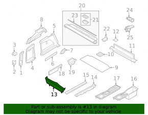 Поддон багажника задний BMW X5 F15 14-18 под 3 ряда