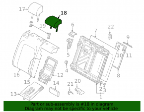 Подголовник 2 ряда центральный Volkswagen ID.4 23-26 темно-серый