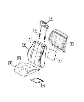 Водительское сидение Jeep Compass 11-16 с airbag, механич, подогрев, комбинированное кожа черн