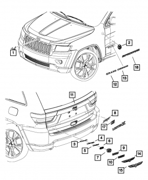 Эмблема капота Jeep Grand Cherokee WK2 16-22 хром